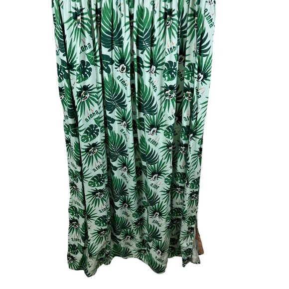 Aulani Dress Womens Small Green‎ White Hawaiian Strappy Maxi Dress Disney NWT - Picture 2 of 9